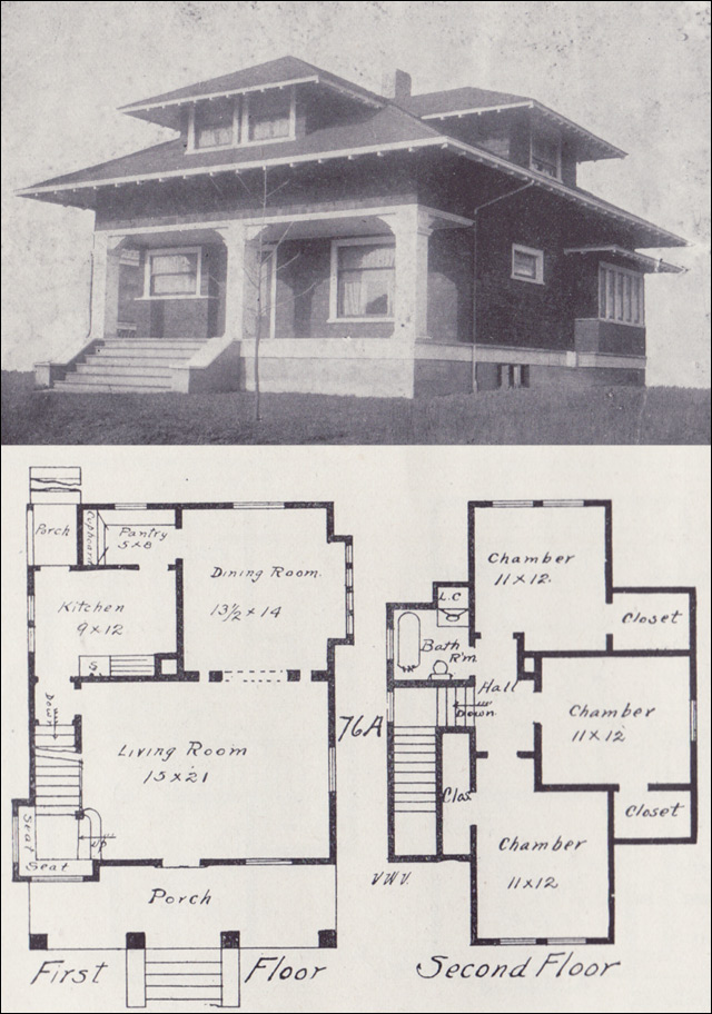 1908 Craftsman-style Bungalow Plan - Western Home Builder - Vintage
