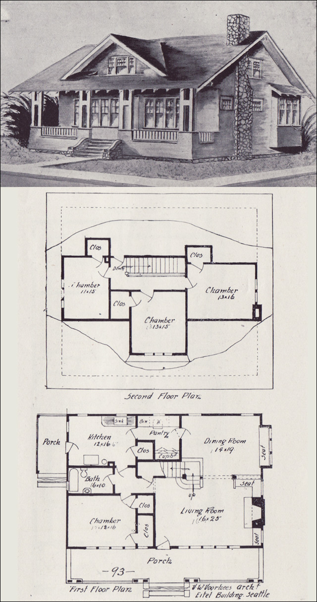 1908 Vintage House Plan Western Home Builder Bungalows